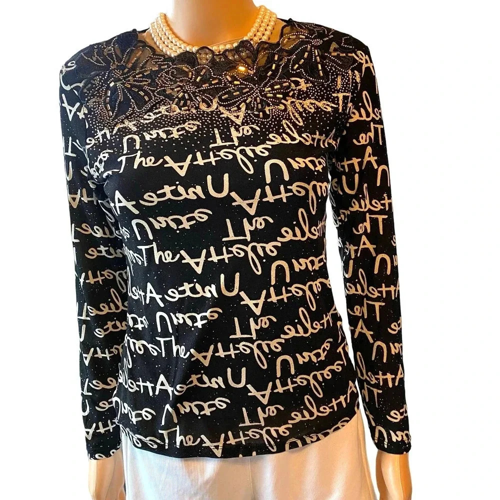 Carl Fancy Sexy Stretch Casual Blouse Top Women Size S/M